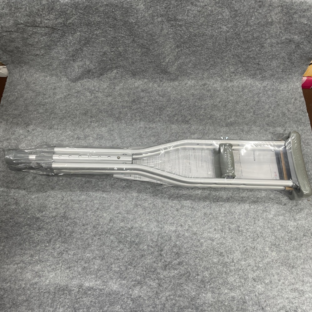McKesson Push-Button Aluminum Crutches Child S Silver NEW Adjustable